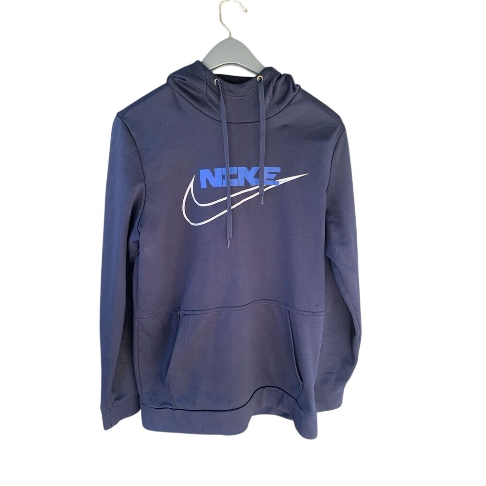 Mens Medium Therma Fit Nike Navy Blue Pullover Hoodie